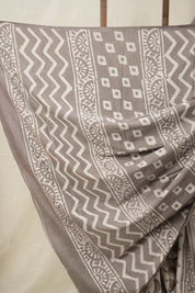 Ash Grey HBP Cotton Saree - SRAGCS2856