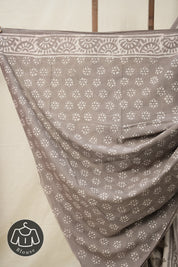 Ash Grey HBP Cotton Saree - SRAGCS2856