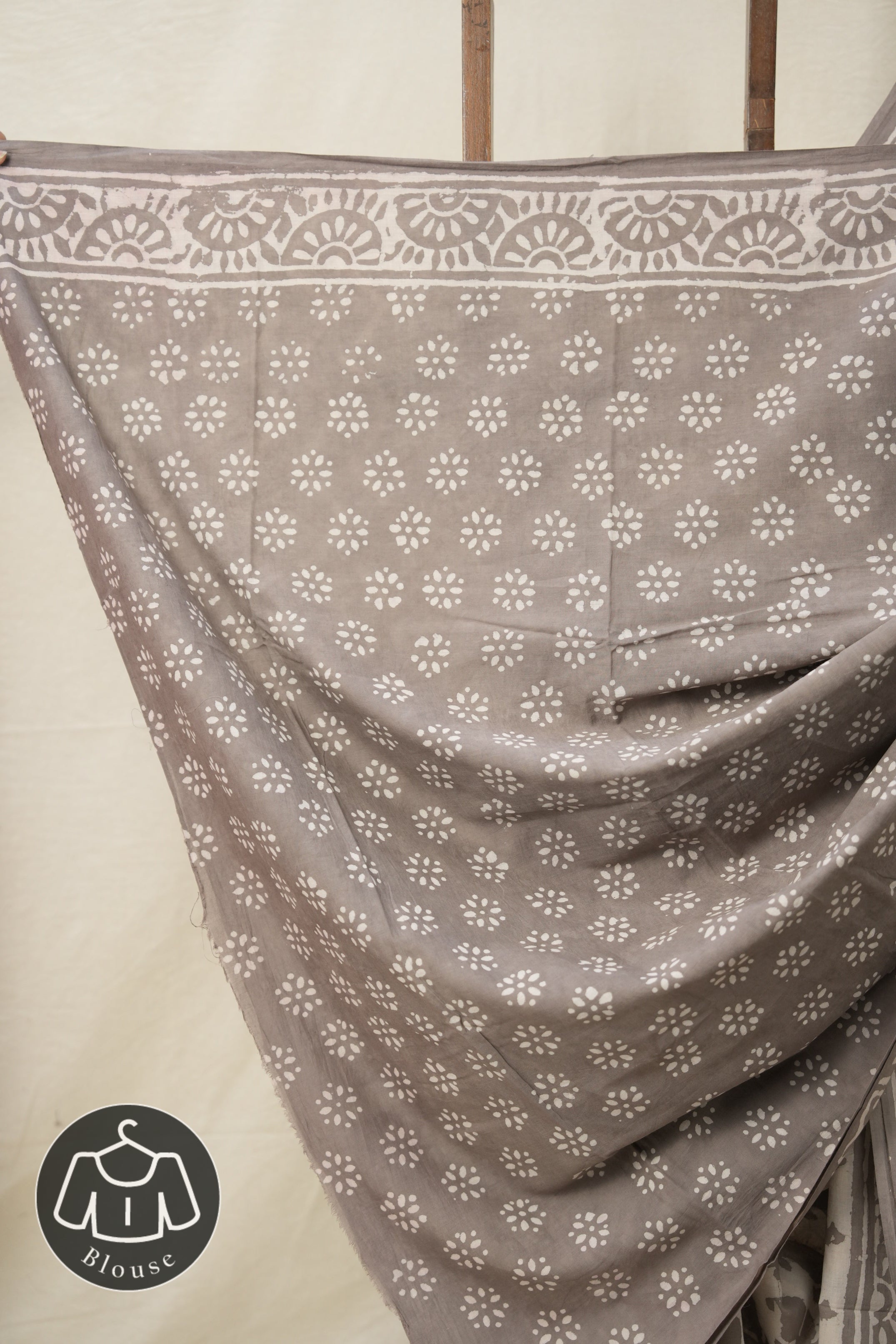 Ash Grey HBP Cotton Saree - SRAGCS2856
