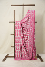 Pink White HBP Cotton Saree - SRPWCS2855