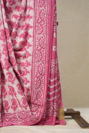 Pink White HBP Cotton Saree - SRPWCS2855