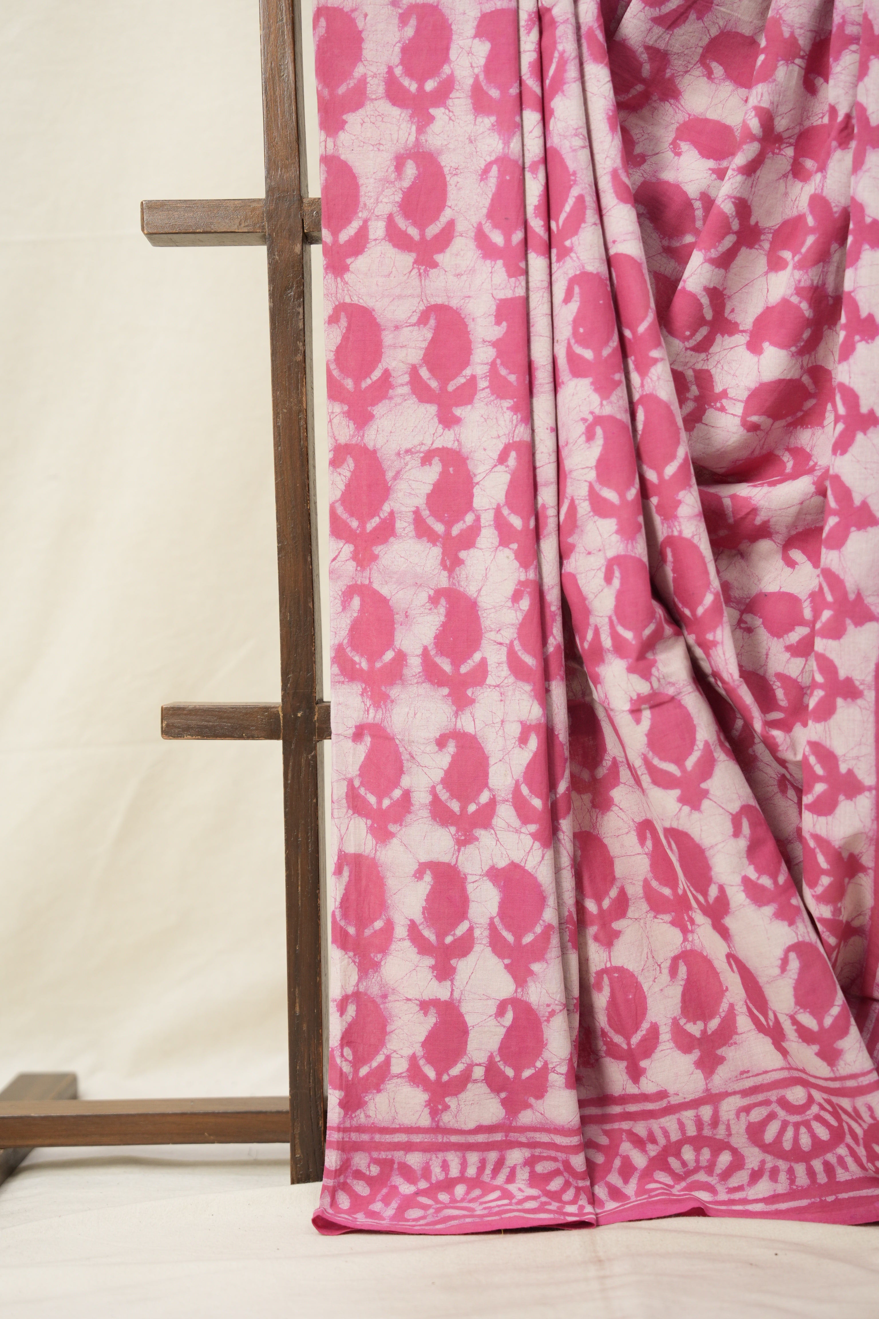 Pink White HBP Cotton Saree - SRPWCS2855