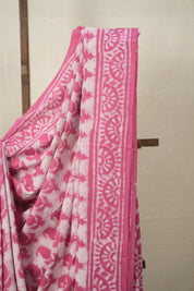 Pink White HBP Cotton Saree - SRPWCS2855