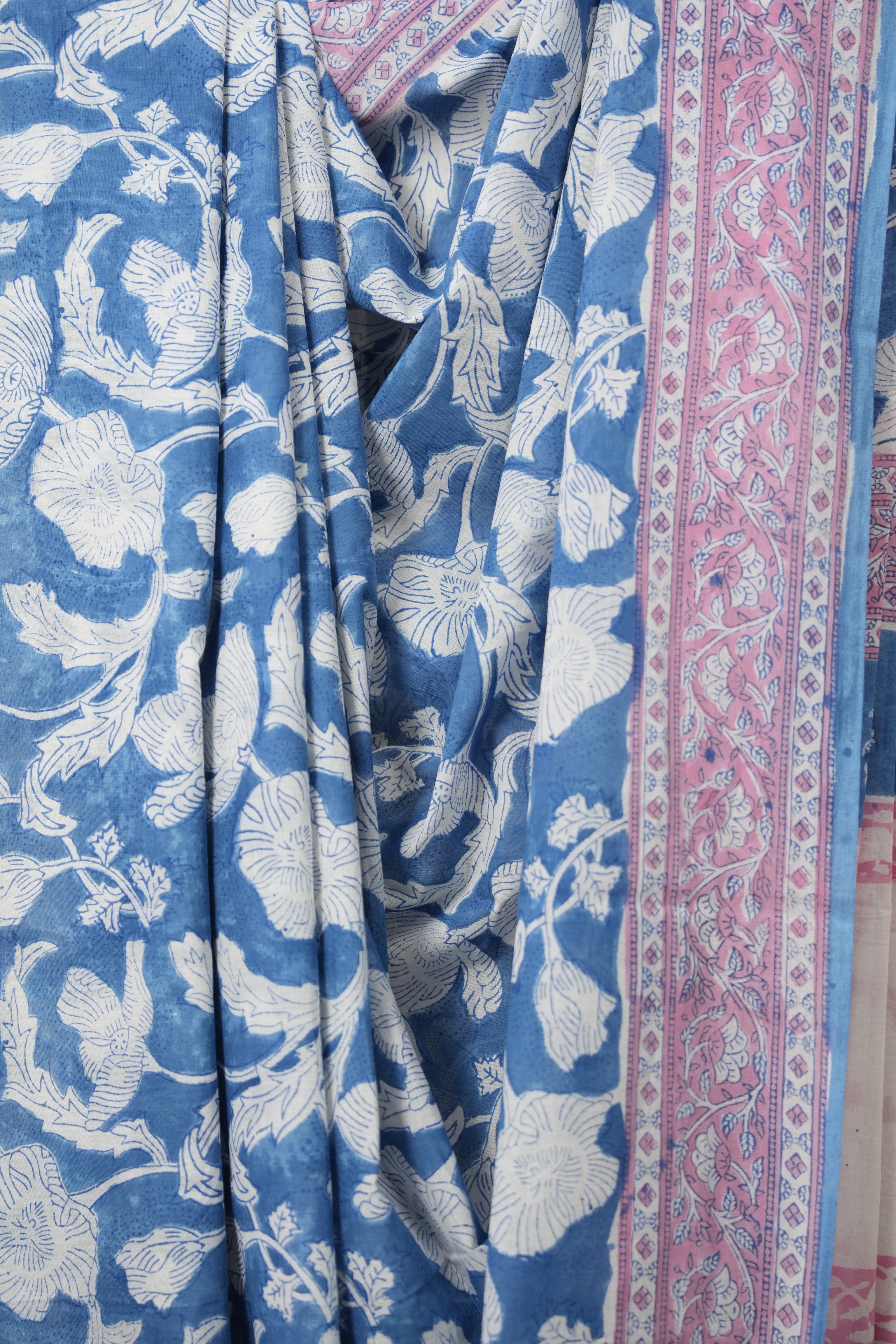 Blue n Pink HBP Cotton Saree - SRBPCS2875