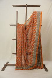 Orange HBP Kota Doria Saree - SROKDS242