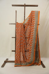 Orange HBP Kota Doria Saree - SROKDS242