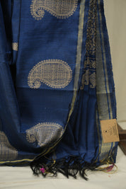 Teal Blue Raw Silk  Saree - SRTBRSS1064