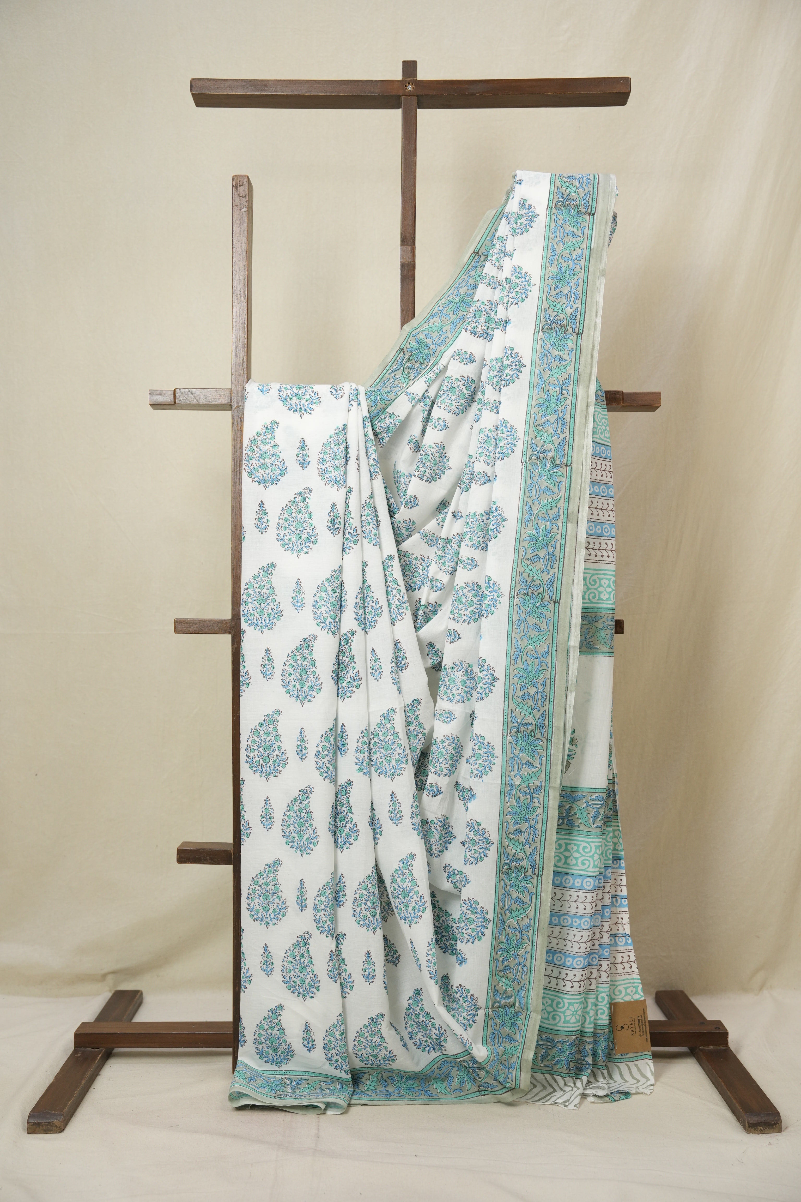 White HBP Cotton Saree - SRWCS3341