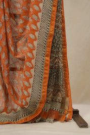 Orange HBP Kota Doria Saree - SROKDS242