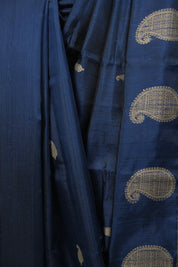 Teal Blue Raw Silk  Saree - SRTBRSS1064