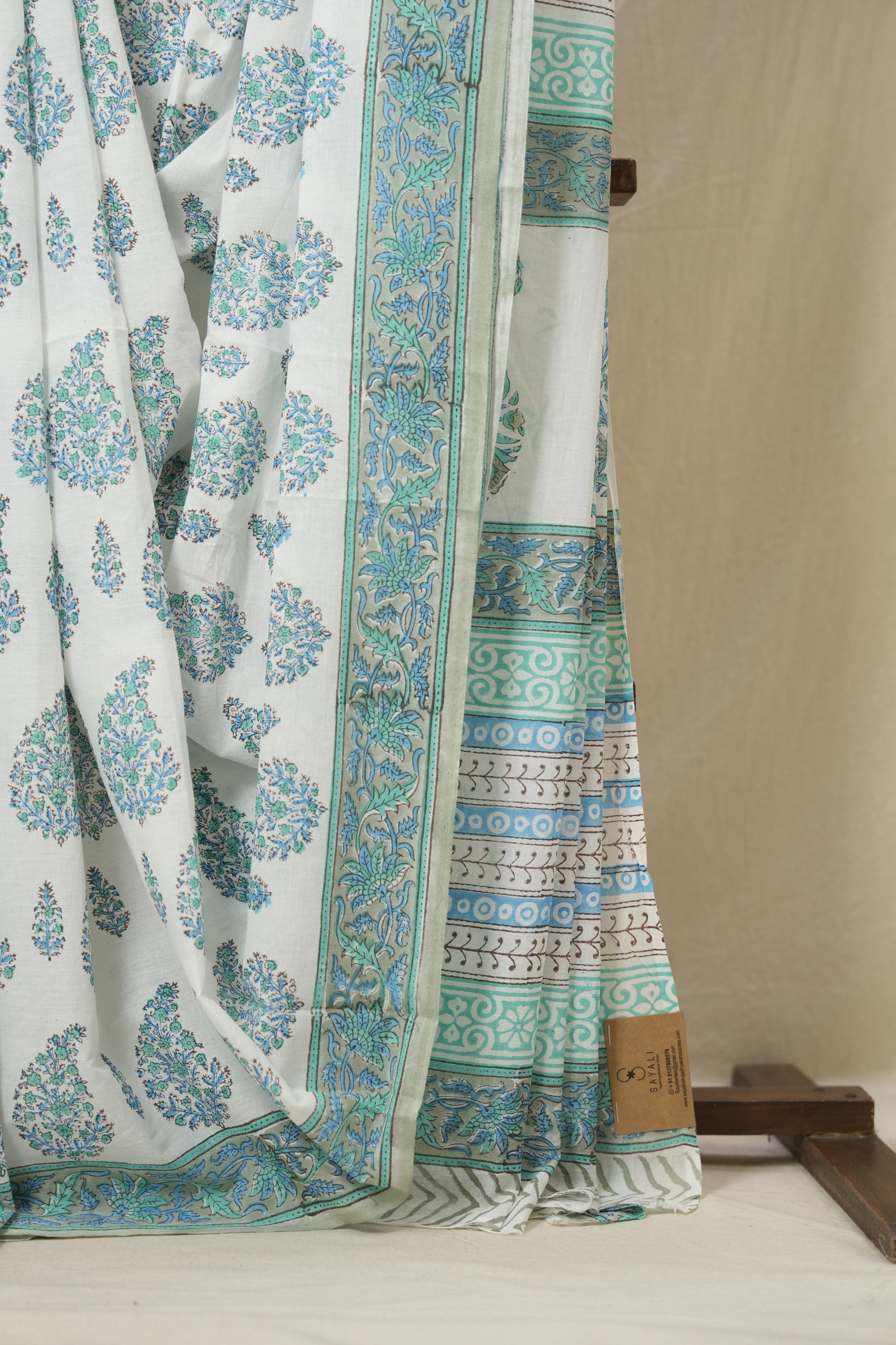White HBP Cotton Saree - SRWCS3341
