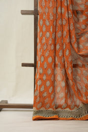 Orange HBP Kota Doria Saree - SROKDS242