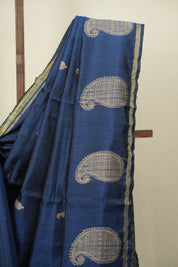 Teal Blue Raw Silk  Saree - SRTBRSS1064