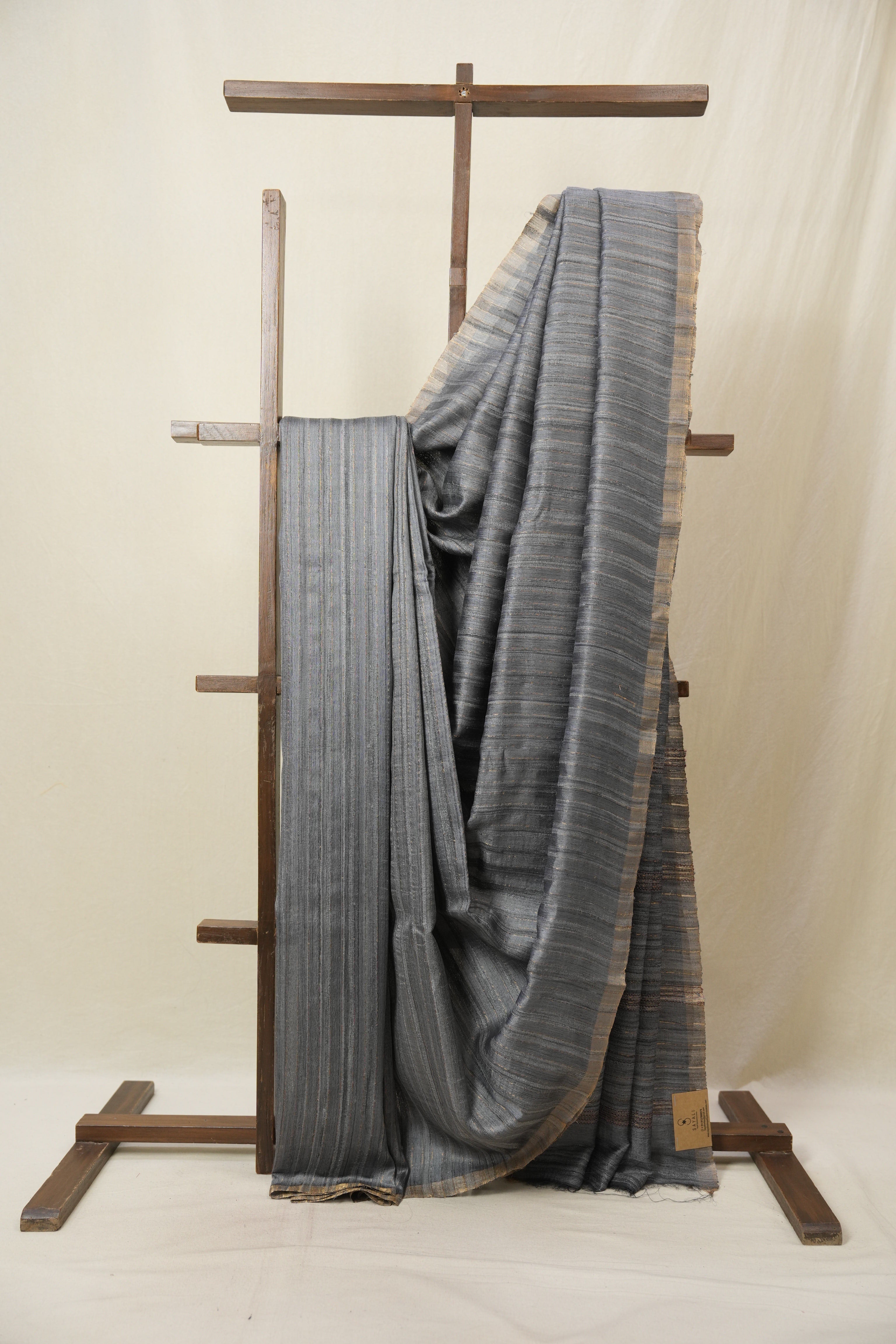 Grey Tussar Silk Saree - SRGTSS1792
