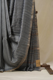 Grey Tussar Silk Saree - SRGTSS1792