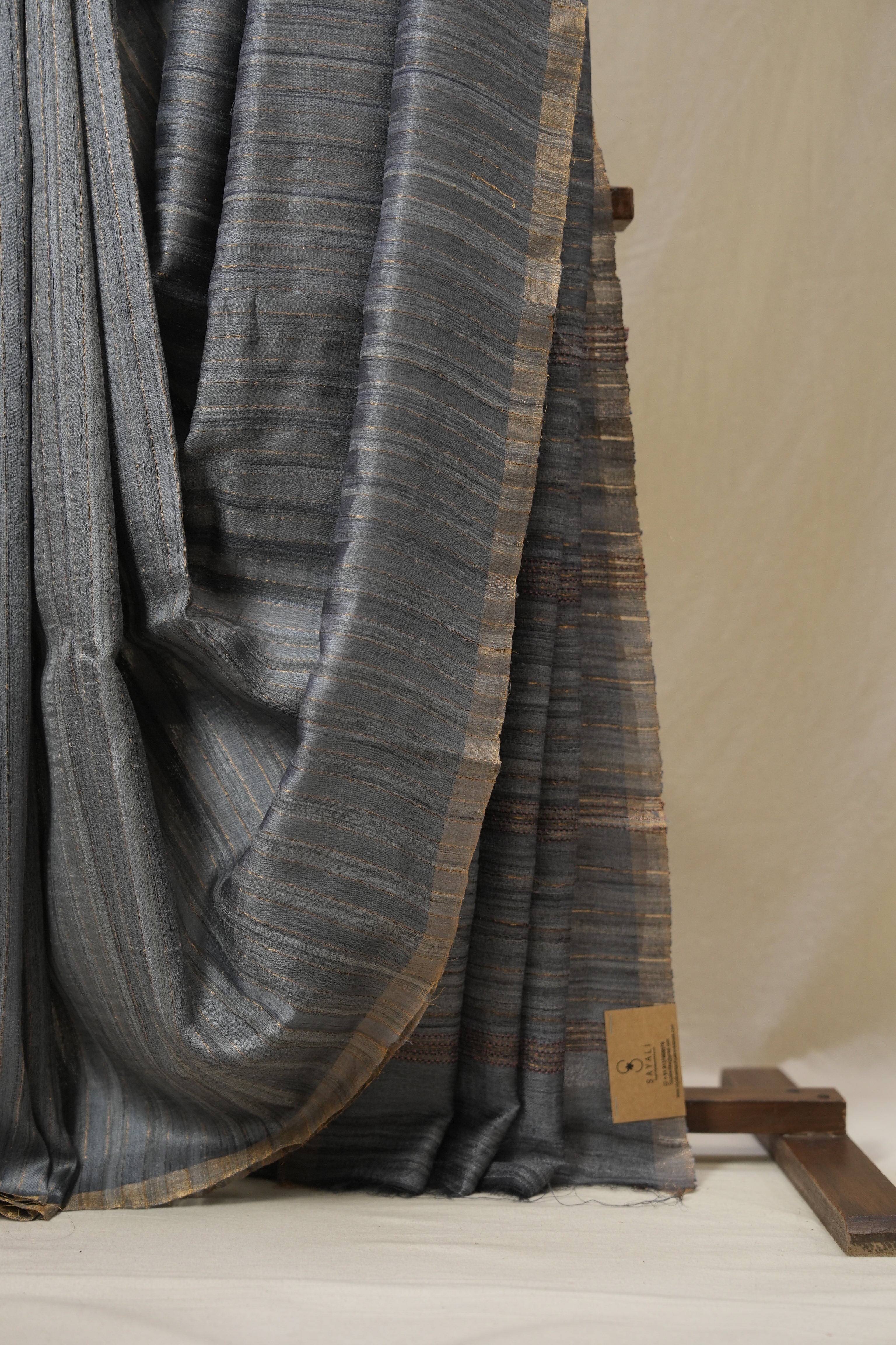 Grey Tussar Silk Saree - SRGTSS1792