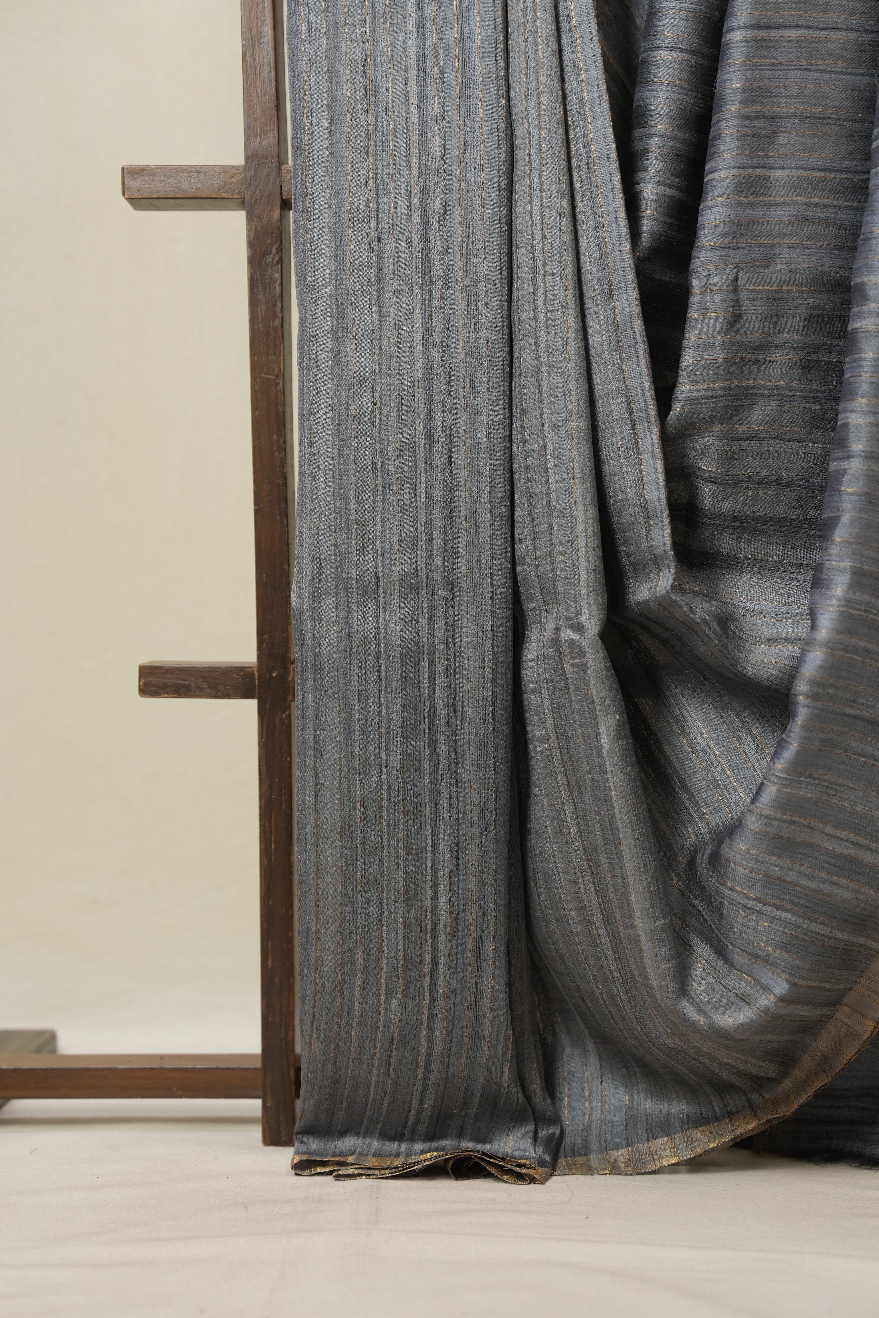 Grey Tussar Silk Saree - SRGTSS1792