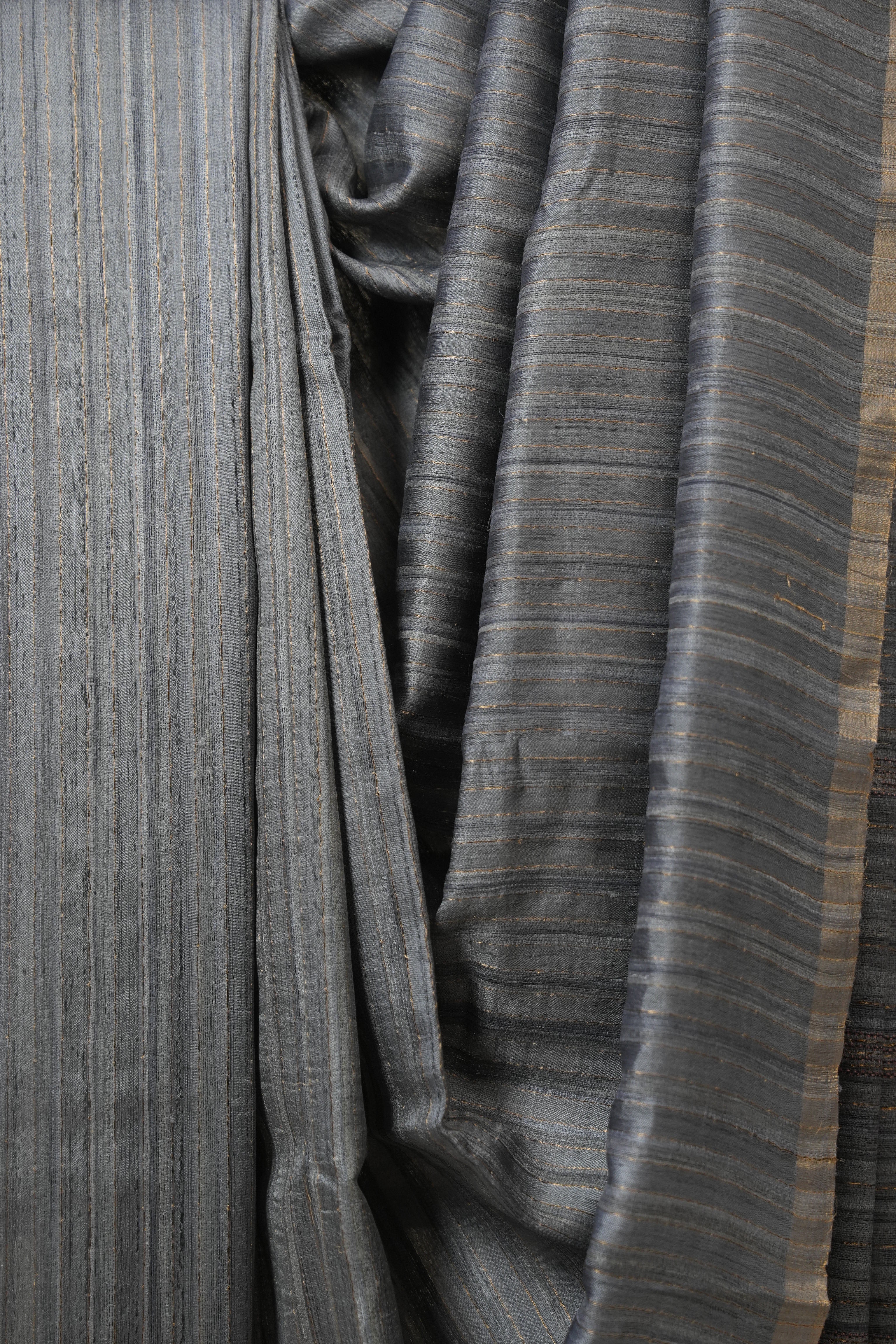 Grey Tussar Silk Saree - SRGTSS1792