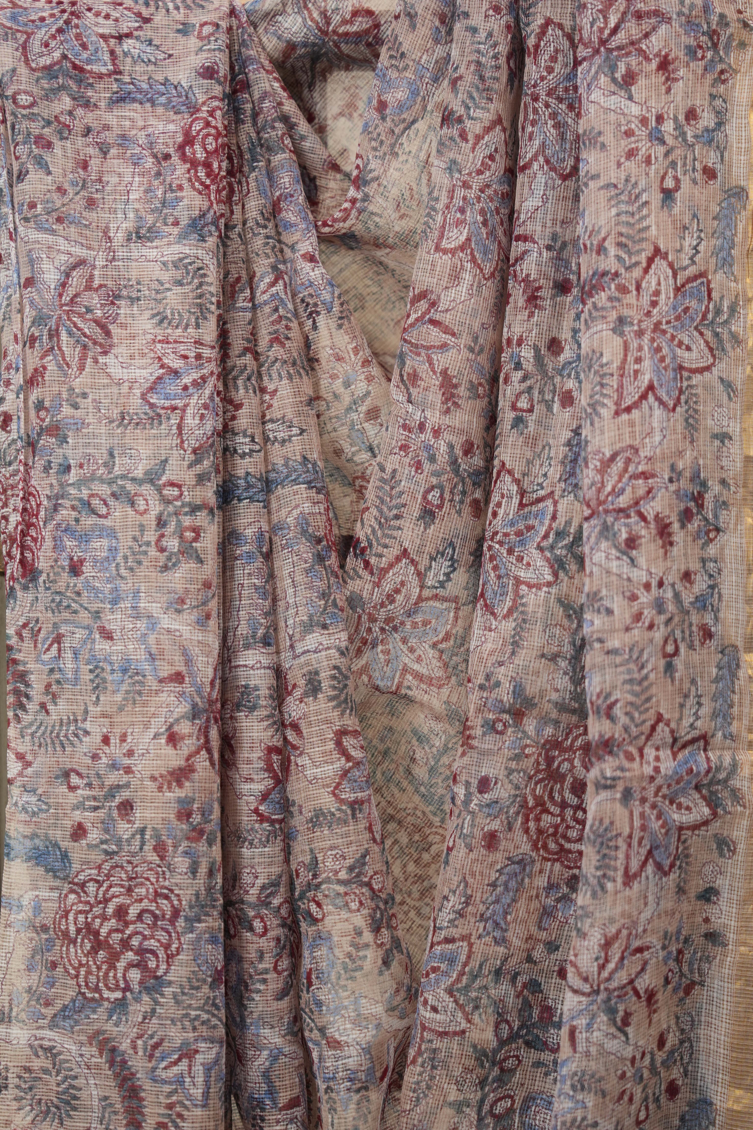 Beige HBP Kota Doria Saree - SRBKDS236