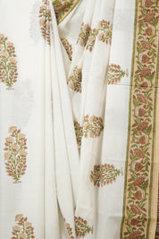 White HBP Cotton Saree - SRWCS3340