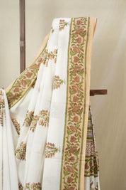 White HBP Cotton Saree - SRWCS3340