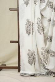 White HBP Cotton Saree - SROWCS3339