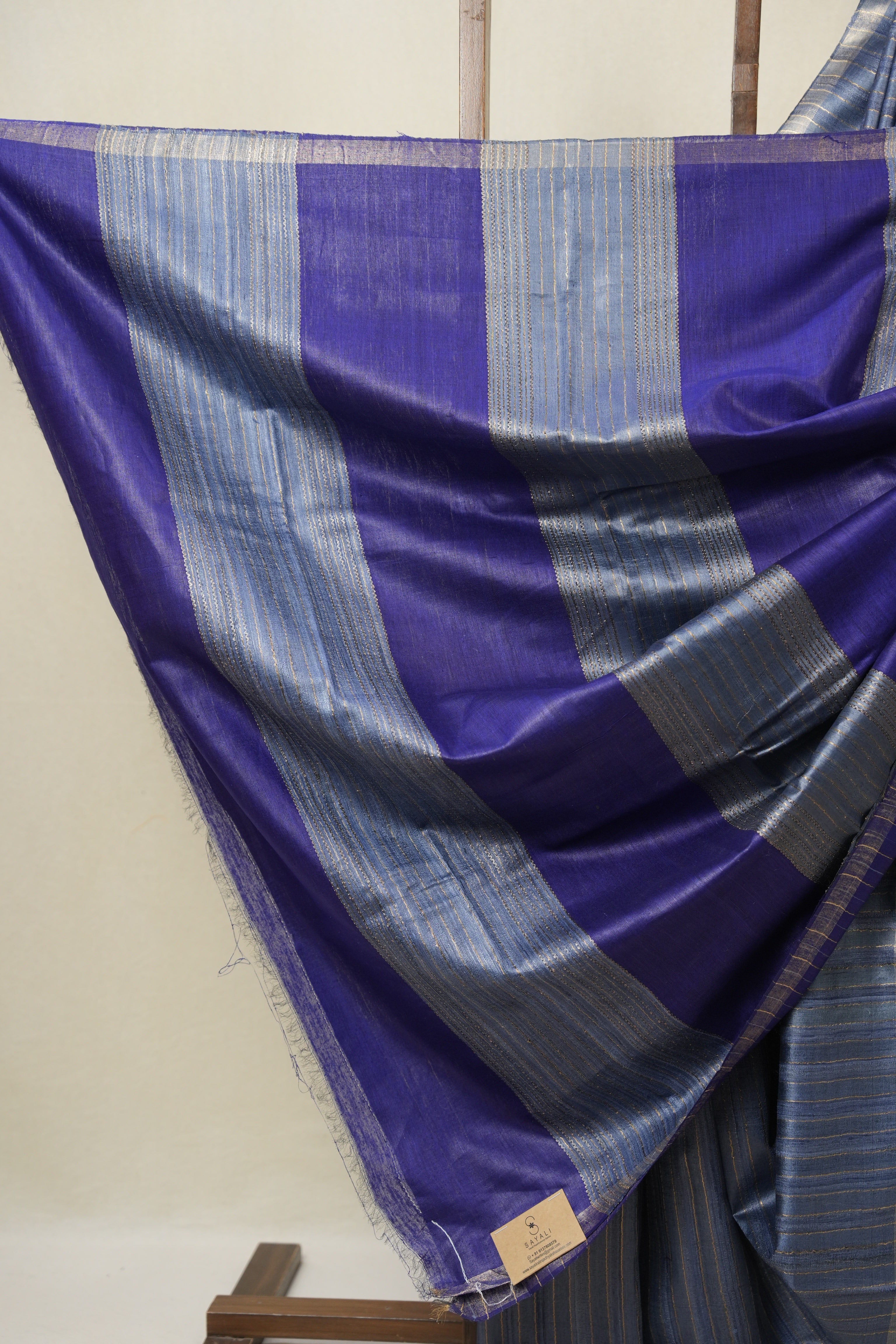 Blue Tussar Silk Saree - SRBTSS1794