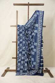 Cobalt Blue n White HBP Cotton Saree - SRCBCS2881