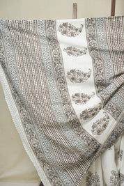White HBP Cotton Saree - SROWCS3339