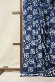 Cobalt Blue n White HBP Cotton Saree - SRCBCS2881