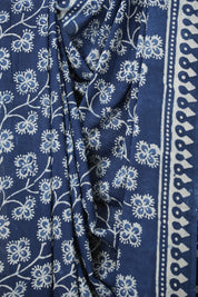 Cobalt Blue n White HBP Cotton Saree - SRCBCS2881