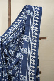 Cobalt Blue n White HBP Cotton Saree - SRCBCS2881