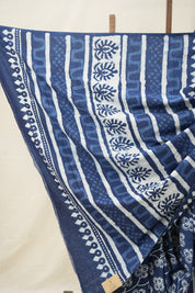Cobalt Blue n White HBP Cotton Saree - SRCBCS2881