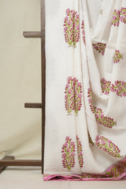 Off White HBP Cotton Saree - SROWCS3338