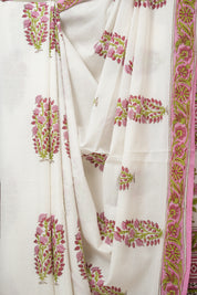 Off White HBP Cotton Saree - SROWCS3338
