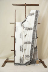 White HBP Cotton Saree - SRWCS3337