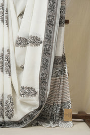 White HBP Cotton Saree - SRWCS3337