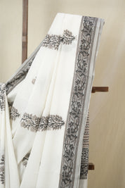 White HBP Cotton Saree - SRWCS3337