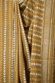 Khaki Brown n White HBP Cotton Saree - SRKBCS2884