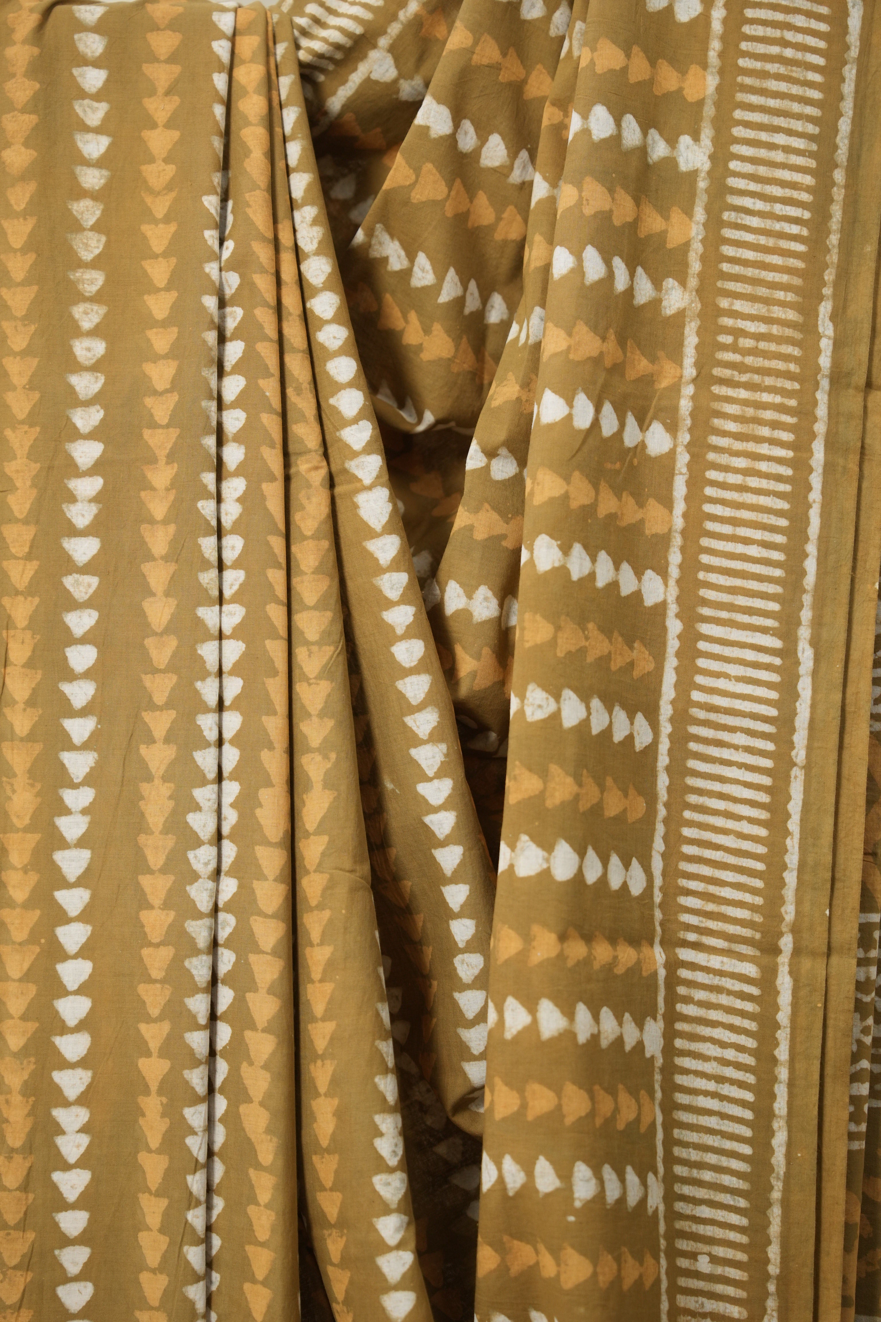 Khaki Brown n White HBP Cotton Saree - SRKBCS2884