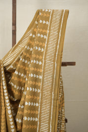 Khaki Brown n White HBP Cotton Saree - SRKBCS2884