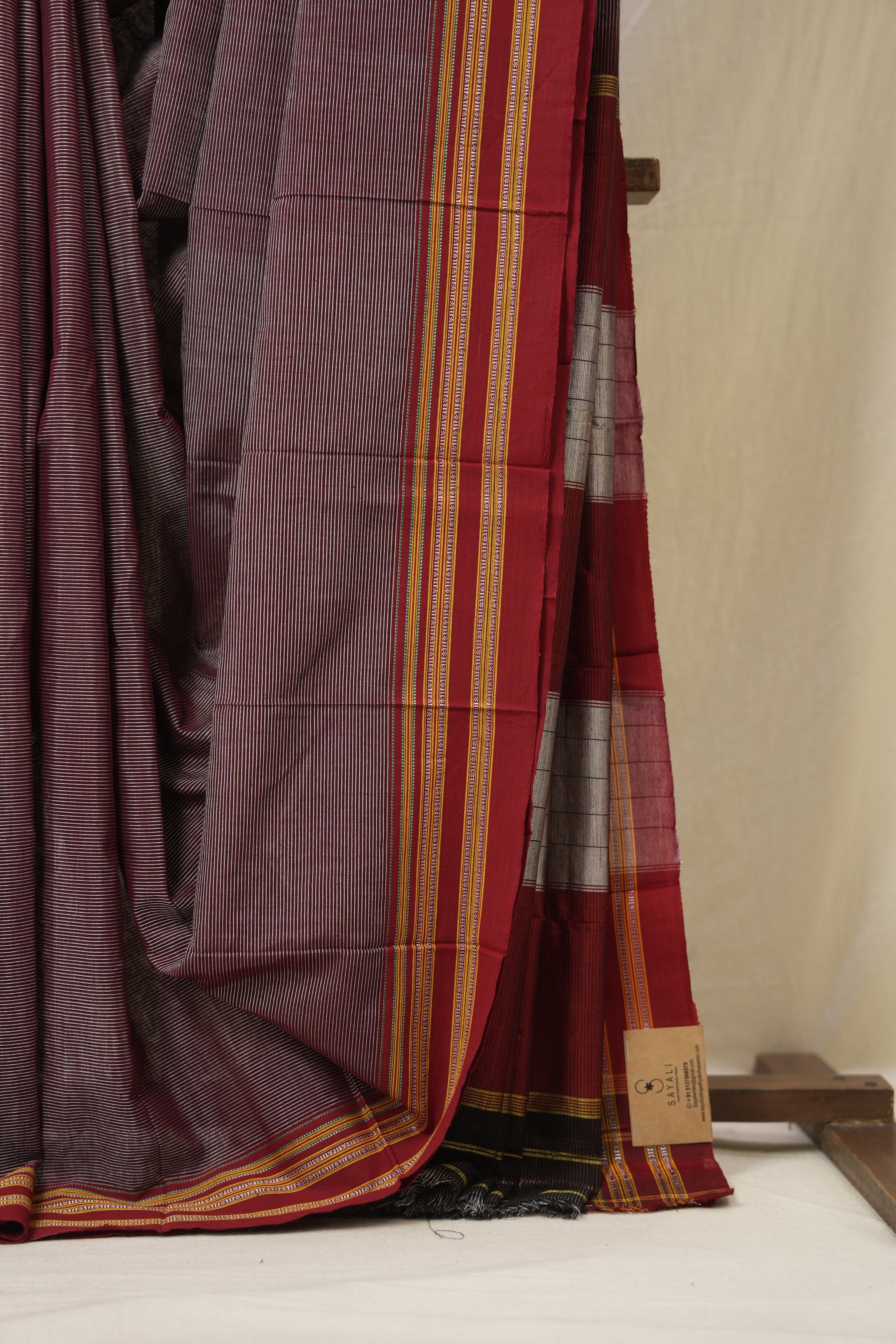 Maroon Cotton Ilkal Saree - SRMCIS884