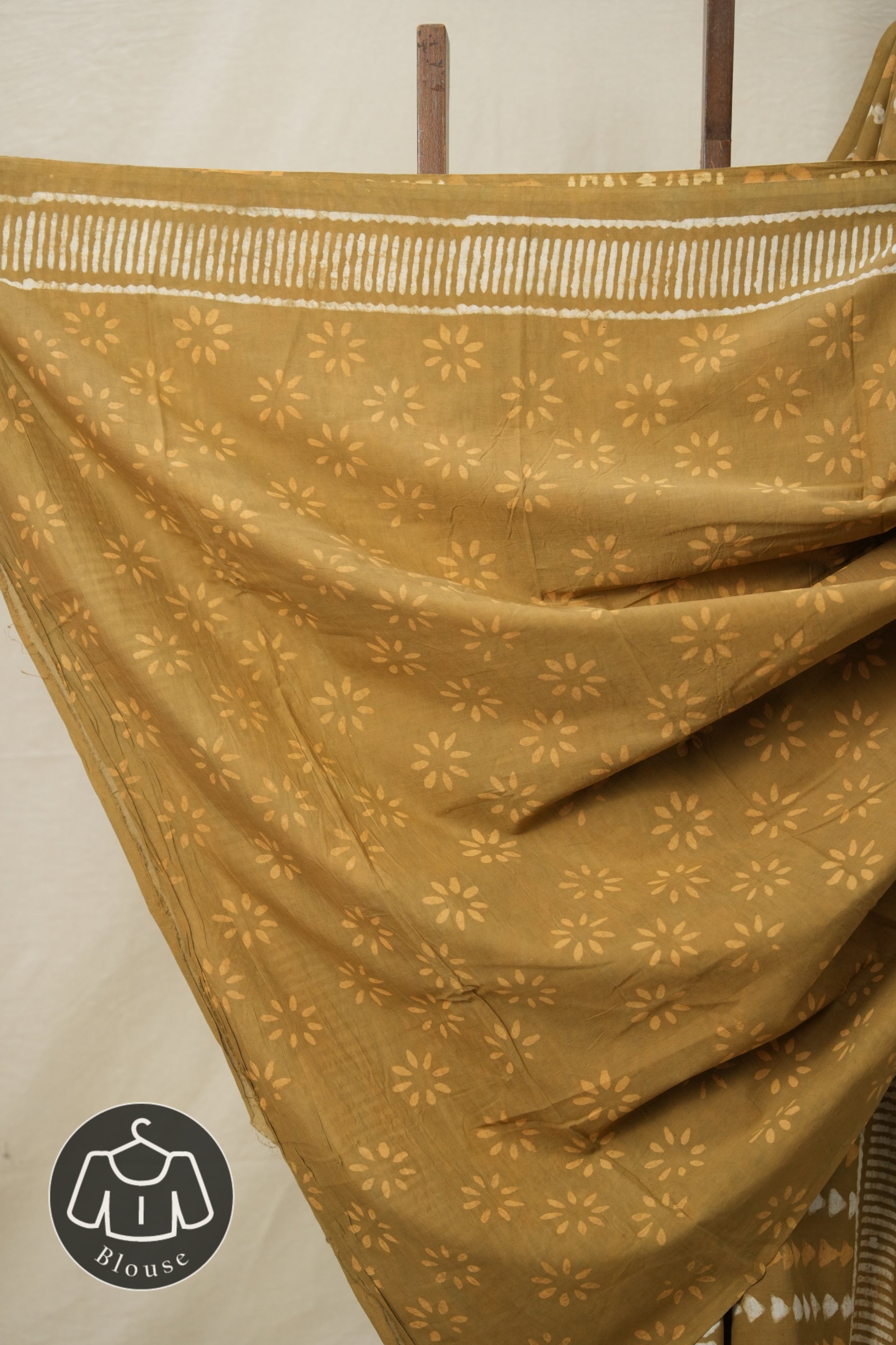 Khaki Brown n White HBP Cotton Saree - SRKBCS2884