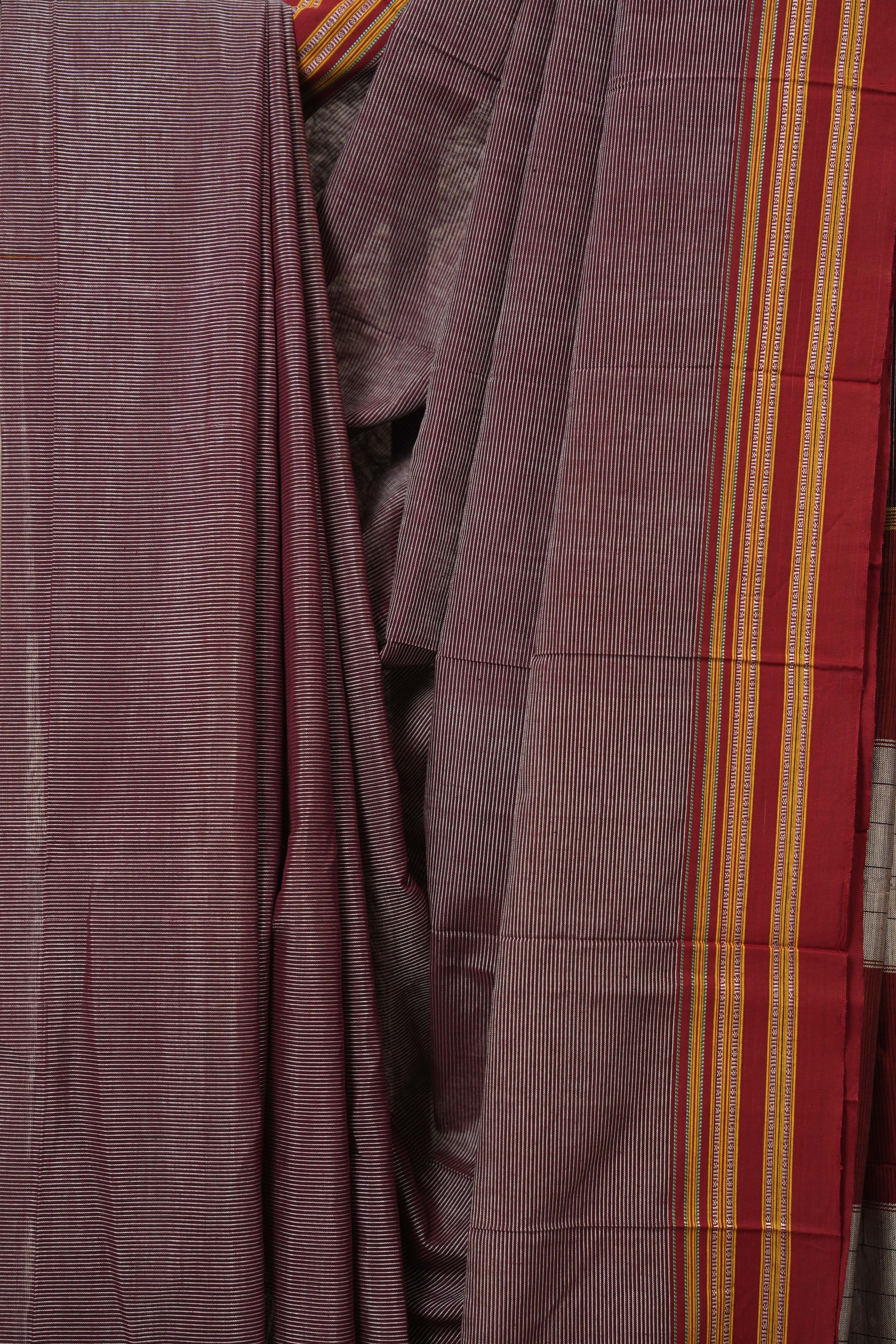Maroon Cotton Ilkal Saree - SRMCIS884