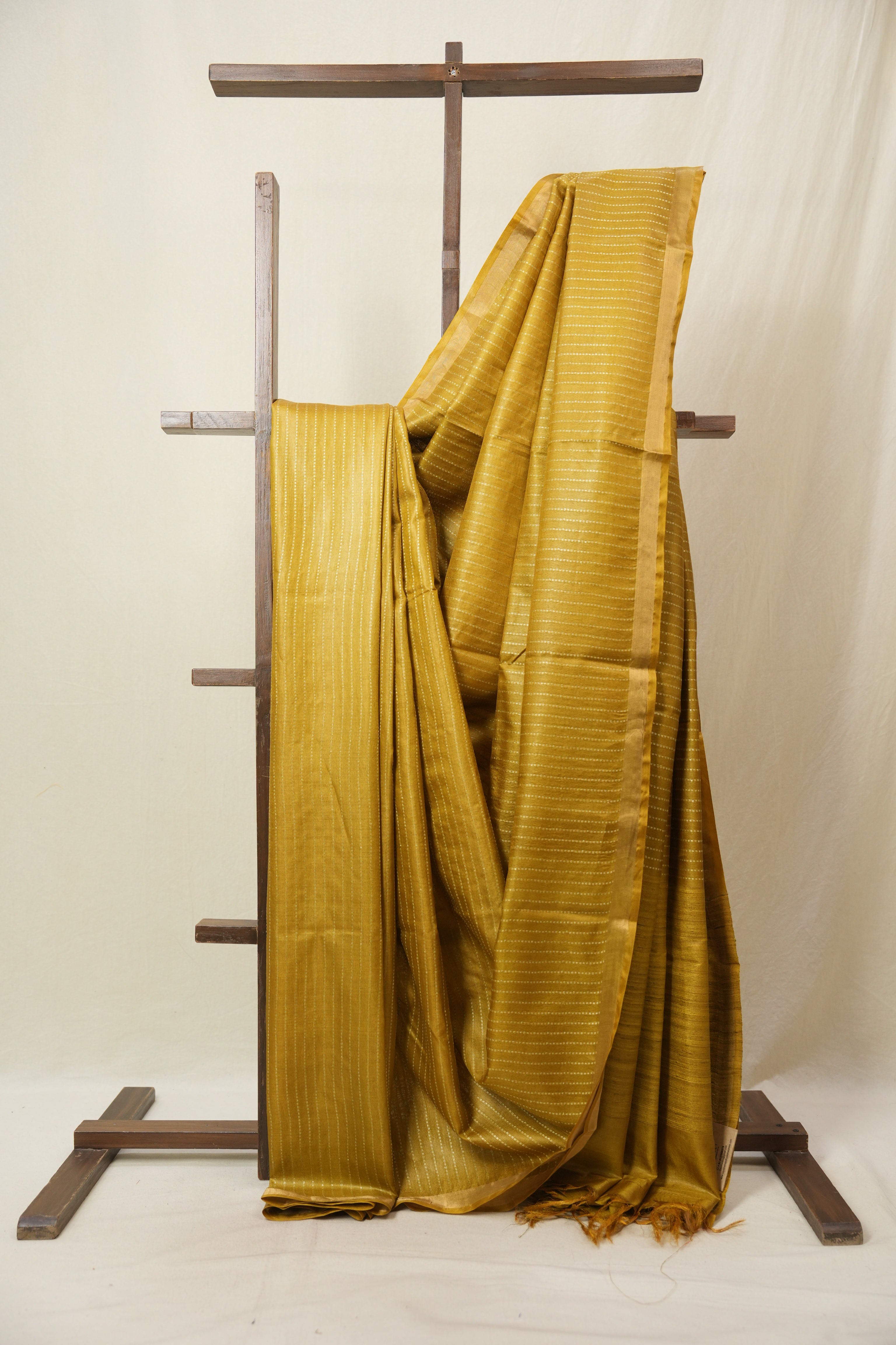 Mustard Tussar Silk Saree - SRMTSS1797