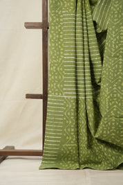 Shamrock Green n White HBP Cotton Saree - SRSGCS2885