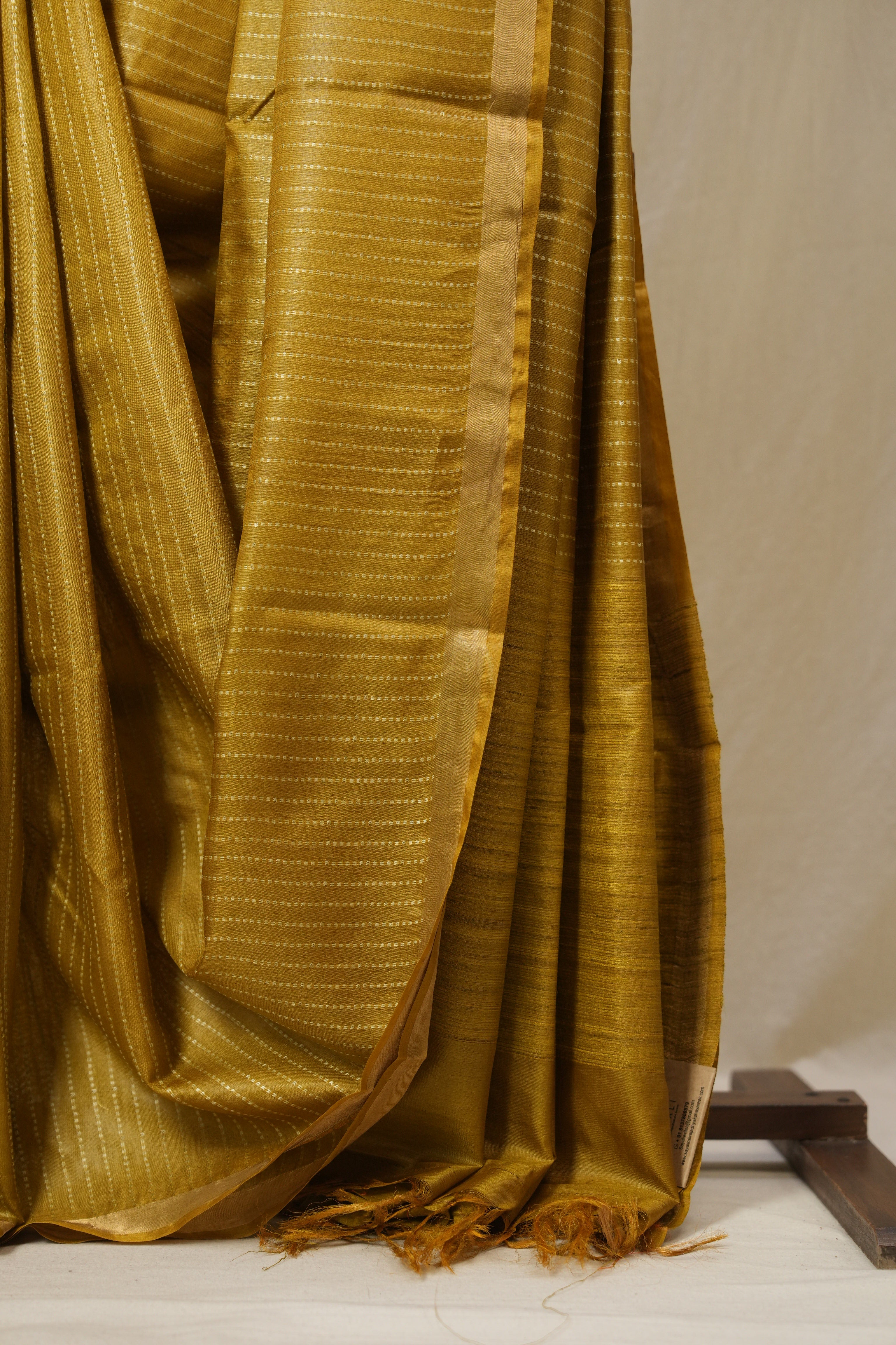 Mustard Tussar Silk Saree - SRMTSS1797