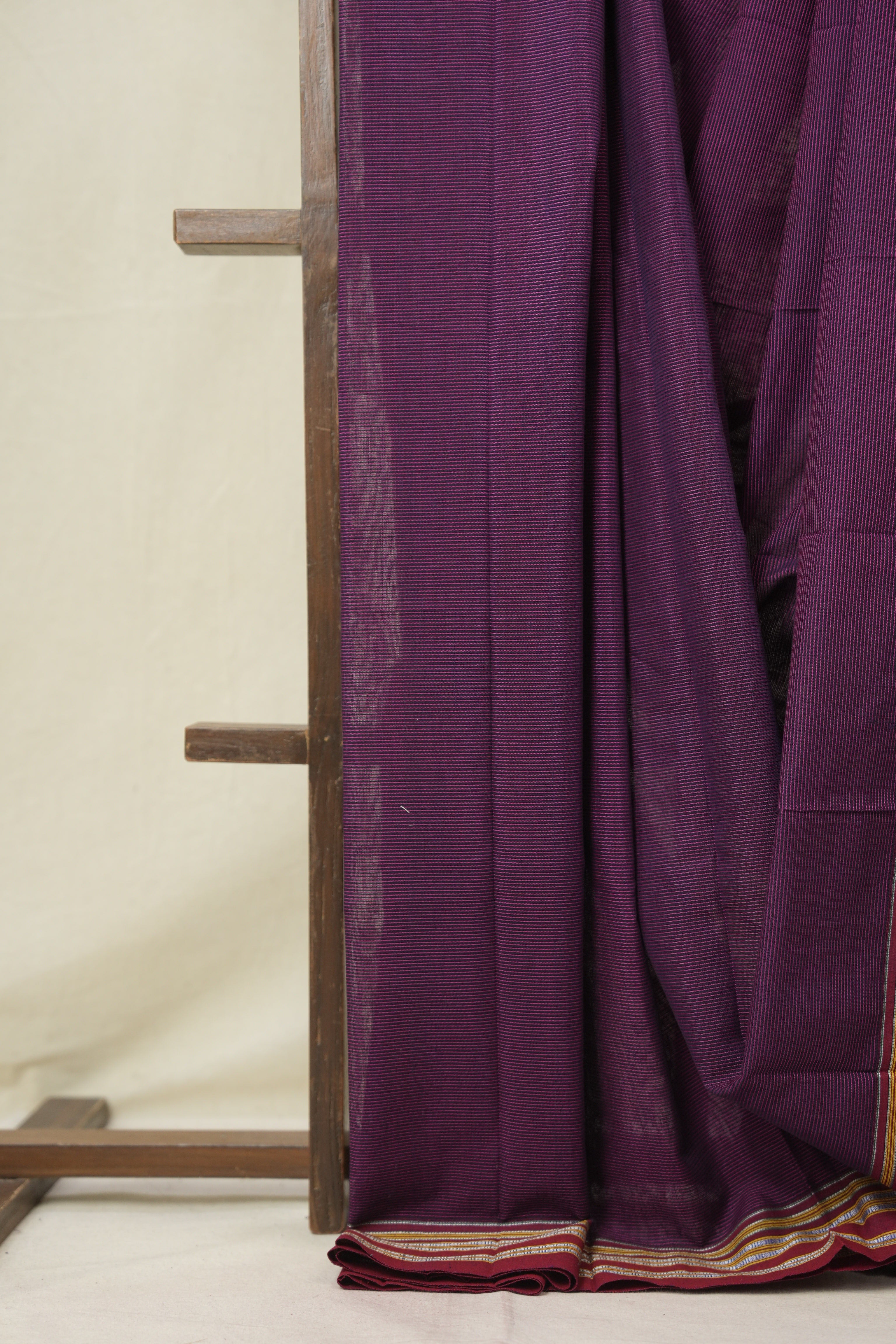 Pink Purple Cotton Ilkal Saree - SRPPCIS885