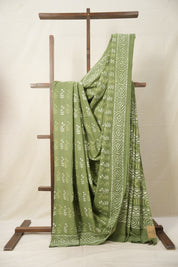 Leaf Green n White HBP Cotton Saree - SRLWCS2878
