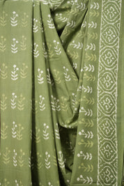 Leaf Green n White HBP Cotton Saree - SRLWCS2878